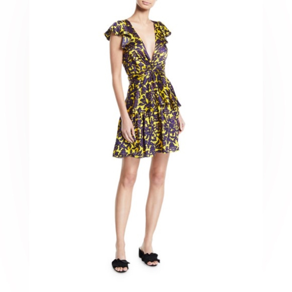 A.L.C. Size 3 Viera Silk Mini Dress V-neck, Lined 100% silk